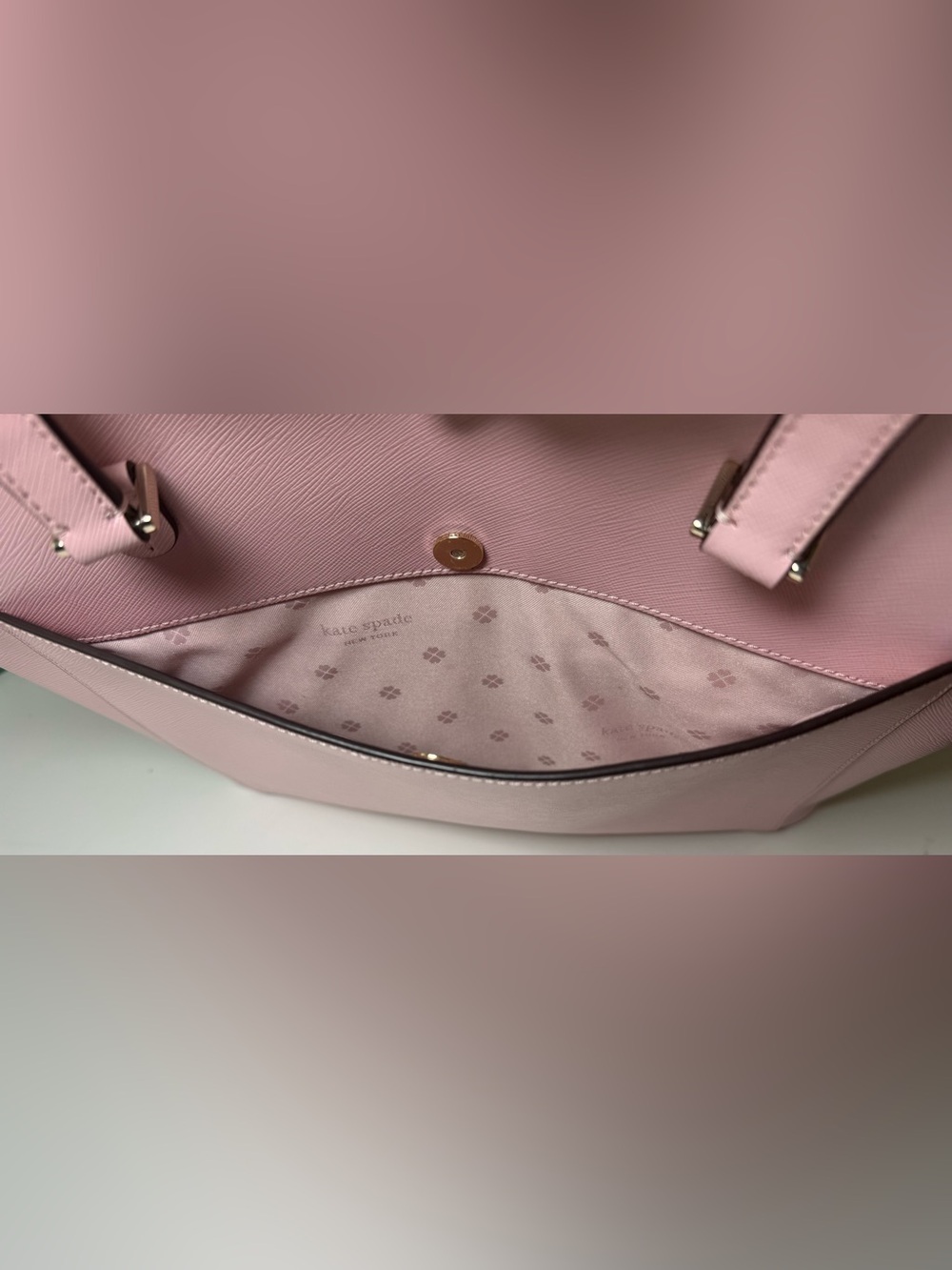 kate spade Pink Saffiano Leather Tote with Front Zip Pocket - Picture 6 of 15